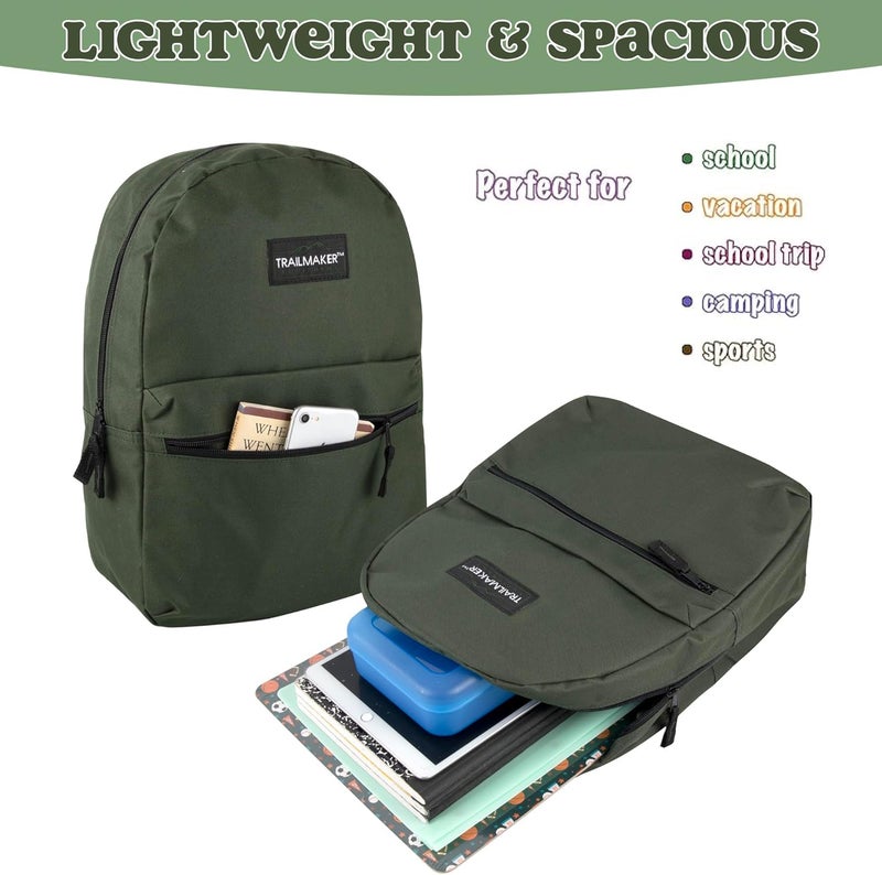 Trailmaker Classic 17 inch Backpacks with Adjustable Padded Straps | School Backpacks for Girls, Boys (Green) - Image 3